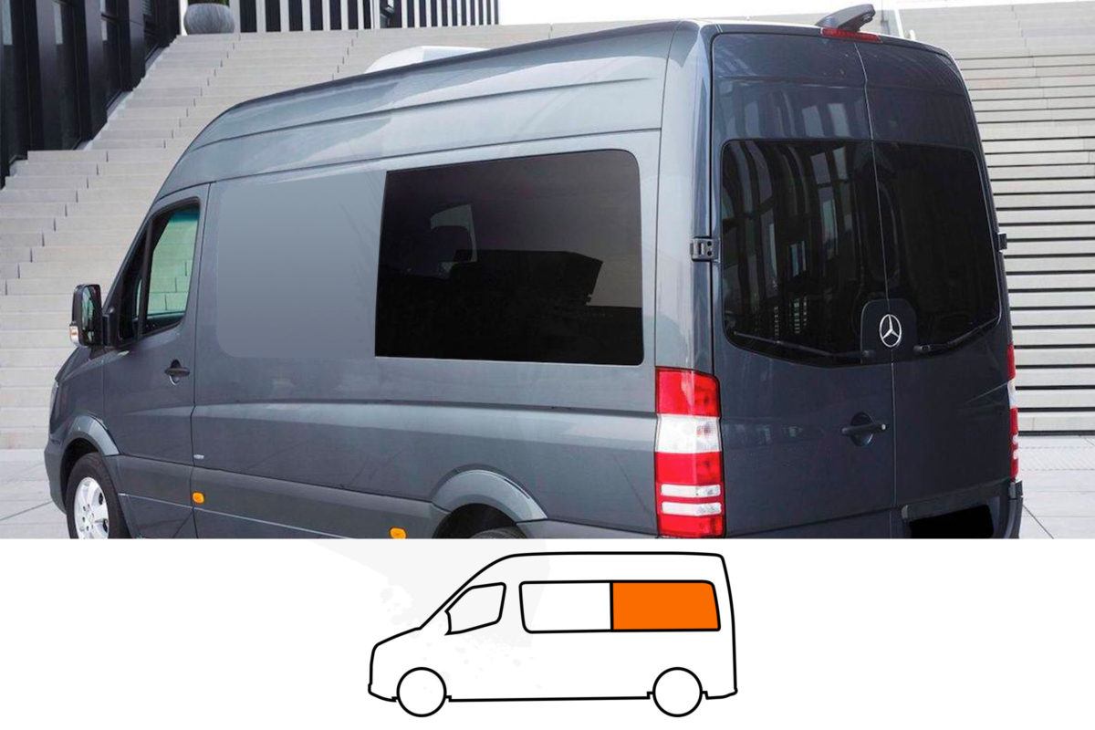 VW Crafter (MWB) N/S Rear Fixed Window In Privacy Tint - VanPimps