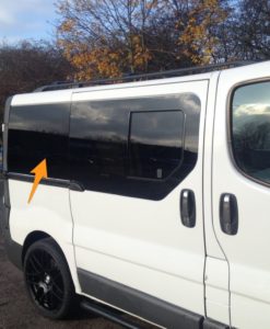 Nissan Primastar O/S/R (Rear) Fixed Window in Privacy Tint LWB *FOR SLIDING DOOR - RARE*