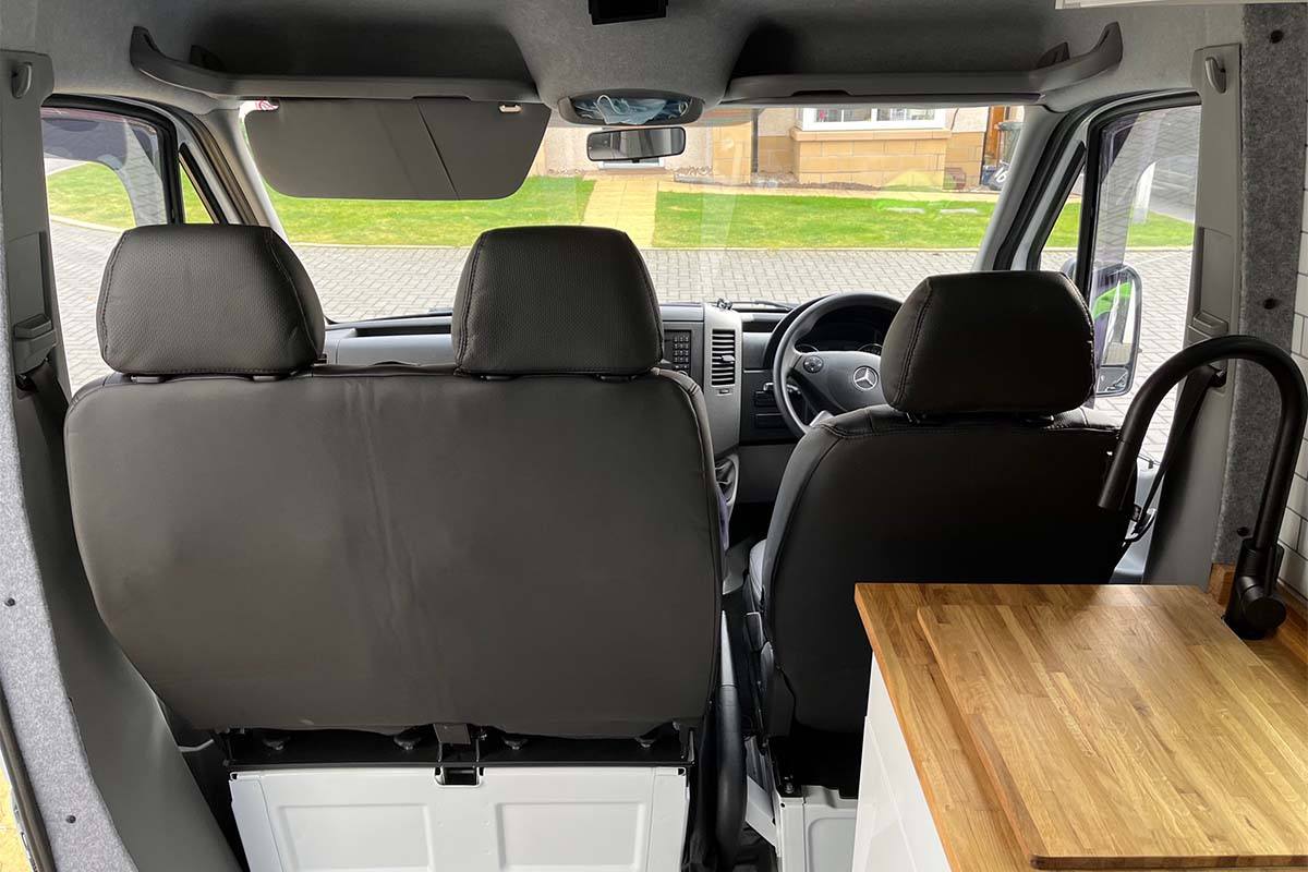 Mercedes Sprinter 0618 Punched Leather Style Seat Covers Black